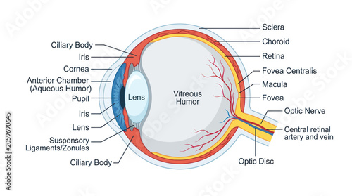 Schilderij op canvas Anatomy of a human eye.