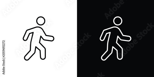 Person walking icon symbol. Vector outline drawing.
