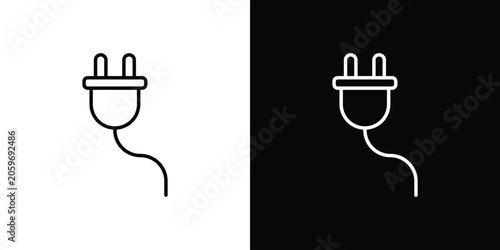 Obraz na plátne Plug icon symbol. Vector outline drawing.