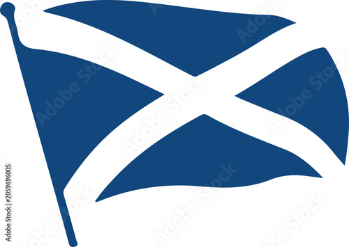 Scottish Flag Illustration With White Saltire On Blue Field