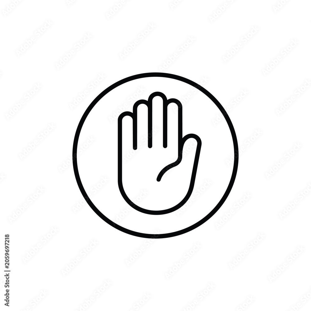 Fototapeta premium Safety Support and Abuse Prevention stop hand icon, Safety Support and Abuse Prevention protection hand warning symbol