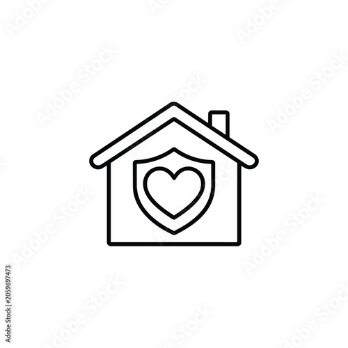 Safety Support and Abuse Prevention house heart shield icon with safe home and heart shield, protected home care for Safety Support and Abuse Prevention