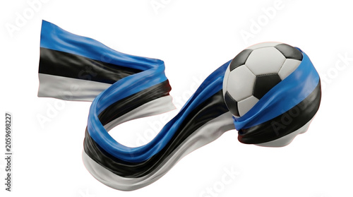 Estonia flag wrapping around soccer ball 3D render