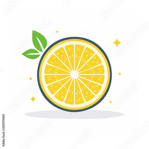 Flat design sun icon with leaf and stars