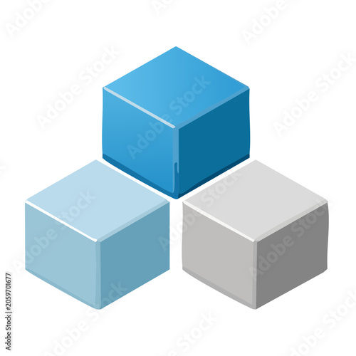 Isometric 3D Render of Three Stacked Cubes