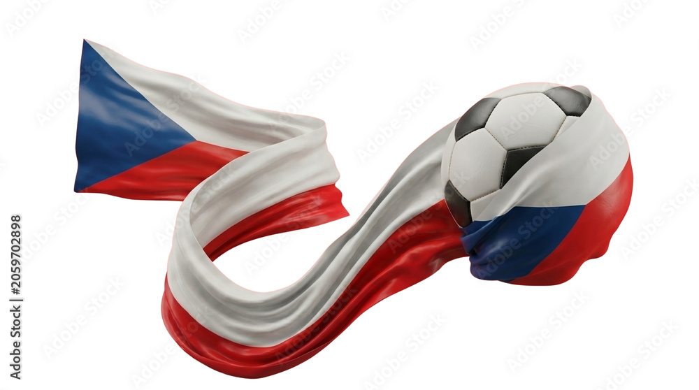 Naklejka premium Soccer ball wrapped in Czech Republic flag 3D render