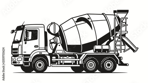 Concrete Mixer Truck Vector Illustration