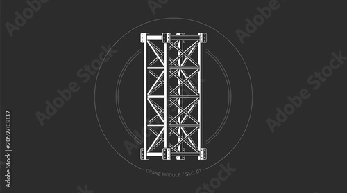 Crane Module Section Technical Vector Illustration