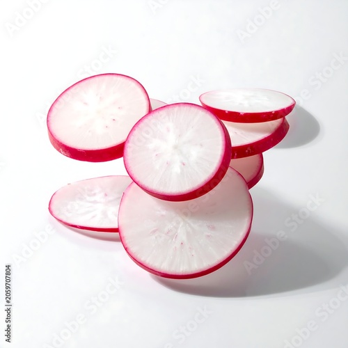 Sliced radish on white