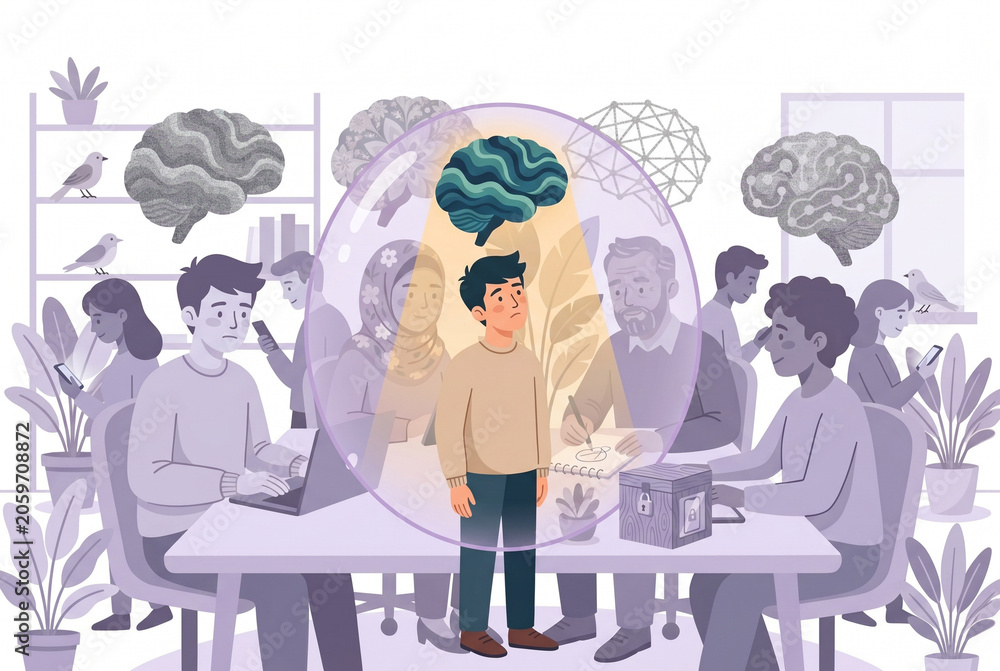 Obraz premium Neurodiversity Inclusion - Different Ways of Thinking and Acceptance at Work