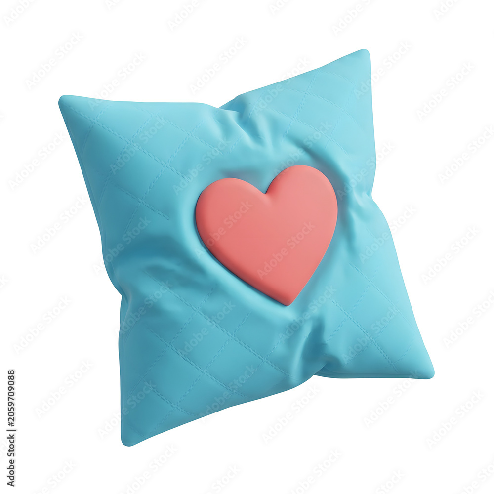 Fototapeta premium Blue Pillow with Red Heart Shape