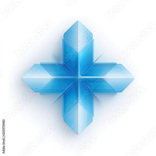 Abstract Blue Geometric Crystal Star Shape.