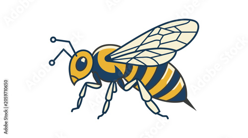 Yellow and black striped flying insect.
