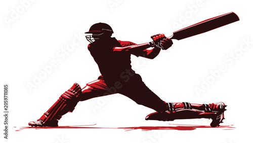 Bild auf Leinwand Cricket batter hits the ball with power during a match.