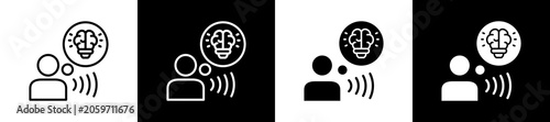 Obraz na plátně Meditation Icon In Outline And Glyph Styles With Black And White Variations