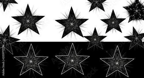 Black star shapes on white background.