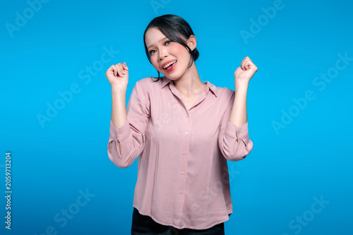 Cheerful Indonesian Woman Showing Excitement