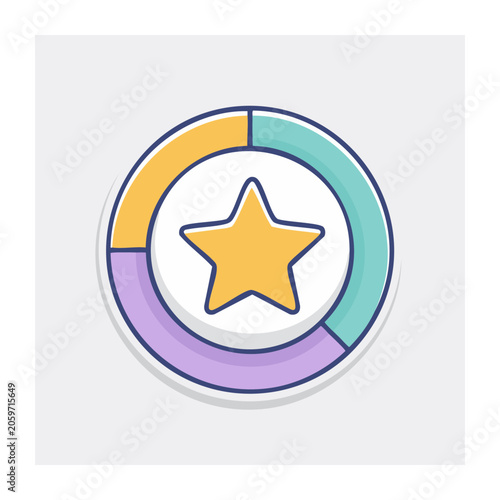Flat design star in circular progress indicator icon