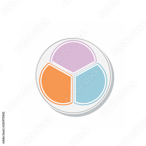 Three color segments in a circle icon