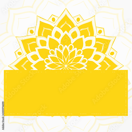Yellow Mandala with Copy Space
