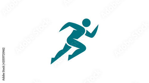 Teal Running Man Sports Icon.
