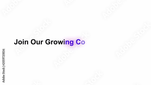 Join our growing community today title reveal text animation with alpha channel 