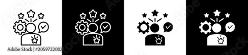 Billede på lærred Fame Icon In Outline And Glyph Styles With Black And White Variations