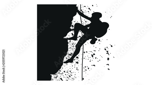Fotografía Climber scales a steep rock face while using safety ropes and protective gear