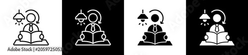 Фотография Learn Icon In Outline And Glyph Styles With Black And White Variations