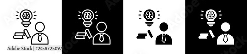 Fotografie Knowledge Icon In Outline And Glyph Styles With Black And White Variations