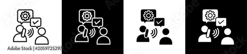 Vászonkép Speak Icon In Outline And Glyph Styles With Black And White Variations