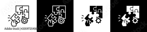 Quadro su tela Solve Icon In Outline And Glyph Styles With Black And White Variations