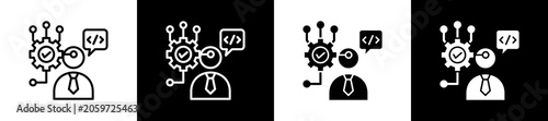 Fotografie Code Icon In Outline And Glyph Styles With Black And White Variations
