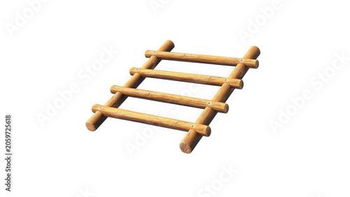 Wooden climbing ladder on transparent background