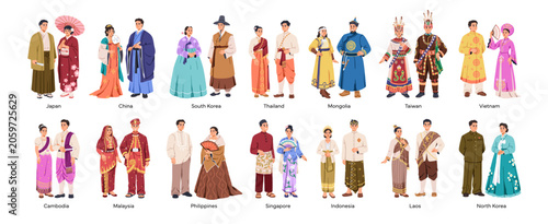 Tableau sur toile Asian national clothing set