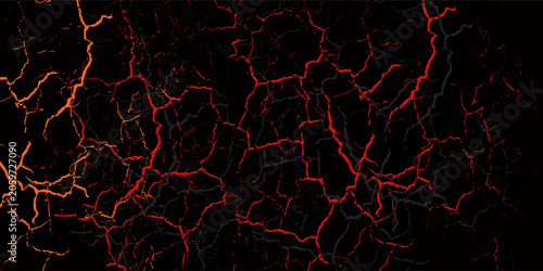 Seamless pattern with volcanic cracks with lava, glowing crevices. Abstract print