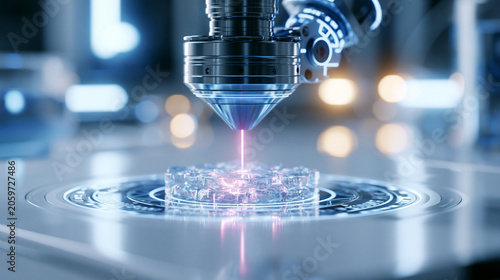 Precision laser bio printing nozzle manufacturing organic cellular structure on high tech machine
