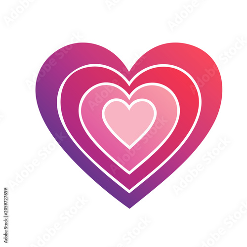 Nested Hearts Icon in Pink and Purple Gradient
