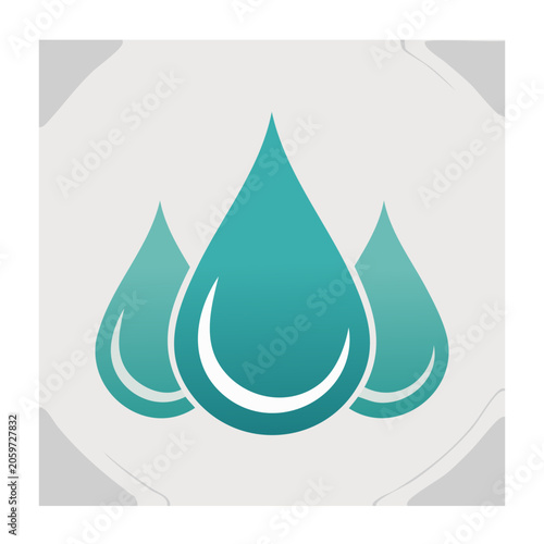 Three teal water drops icon on white background