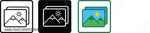 image gallery icon icon set, image icon, picture symbol. Picture Icon, Image gallery picture media photo linear icon collection design.