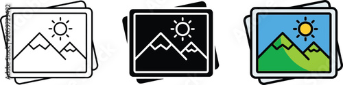 gallery icon icon set, image icon, picture symbol. Picture Icon, Image gallery picture media photo linear icon collection design.