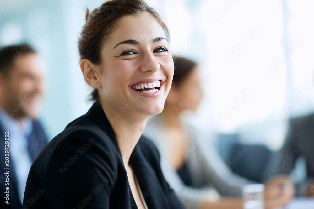 Obraz premium Senior businesswoman leader in tailored suit, inspiring CEO manager, professional lawyer, collaborative boardroom, refined corporate style
