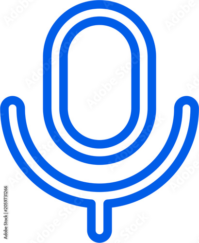 Fotografija Voice microphone icon with blue stroke outline for microphone mic record speak a