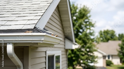 modern gutter guard system installed along residential roof edge helping prevent debris buildup and improve rainwater drainage
