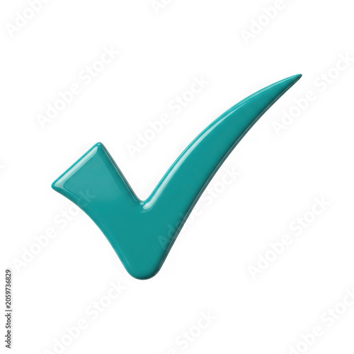 Teal checkmark symbol isolated on with checkmark validation approval confirmed isolated on transparent background
