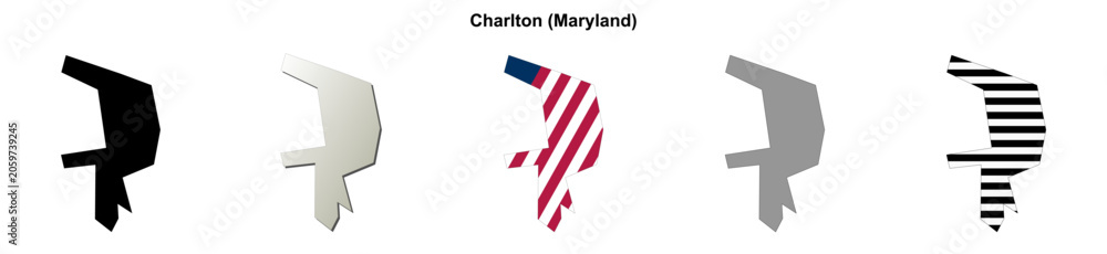 Obraz premium Charlton (Maryland) blank outline map set