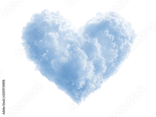 Heart shaped clouds isolated on transparent background, symbolizing love and affection in a dreamy sky