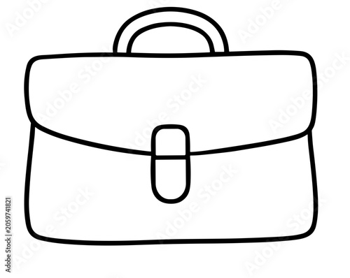 Leather briefcase with curved flap closure office line icon
