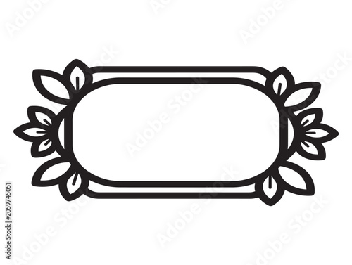 Elegant Leaf Frame Outline Vector Illustration for Decorative Design Elements