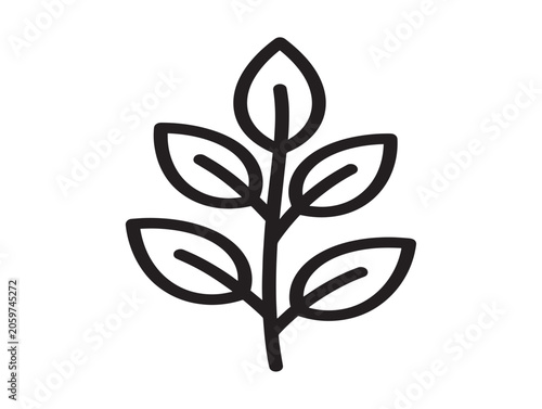 Minimalist Line Art Leafy Plant Icon Vector Illustration for Design Projects